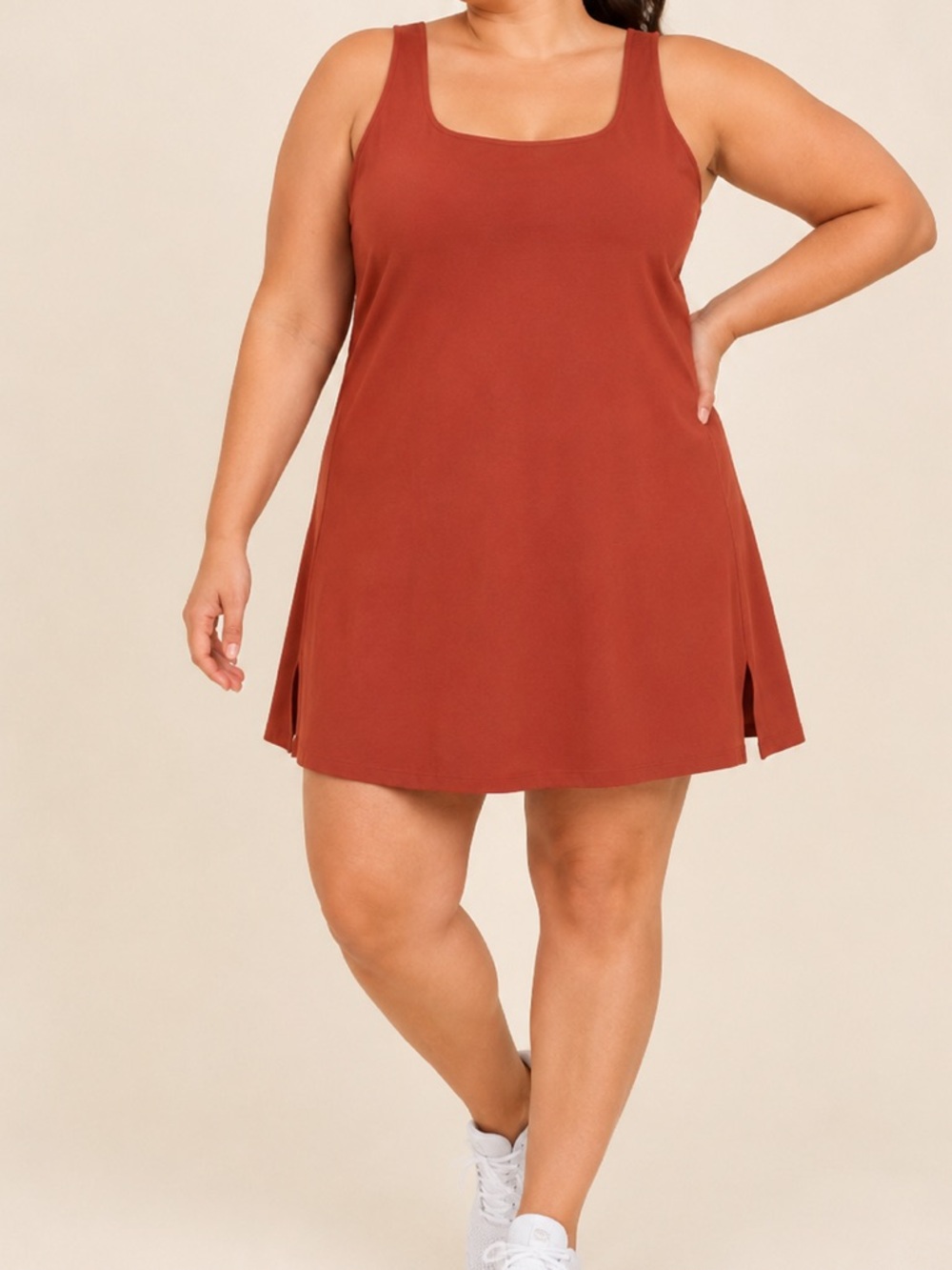Old Navy Active PowerSoft Rust Built-In Bra Tank Shorts Romper Size 3X